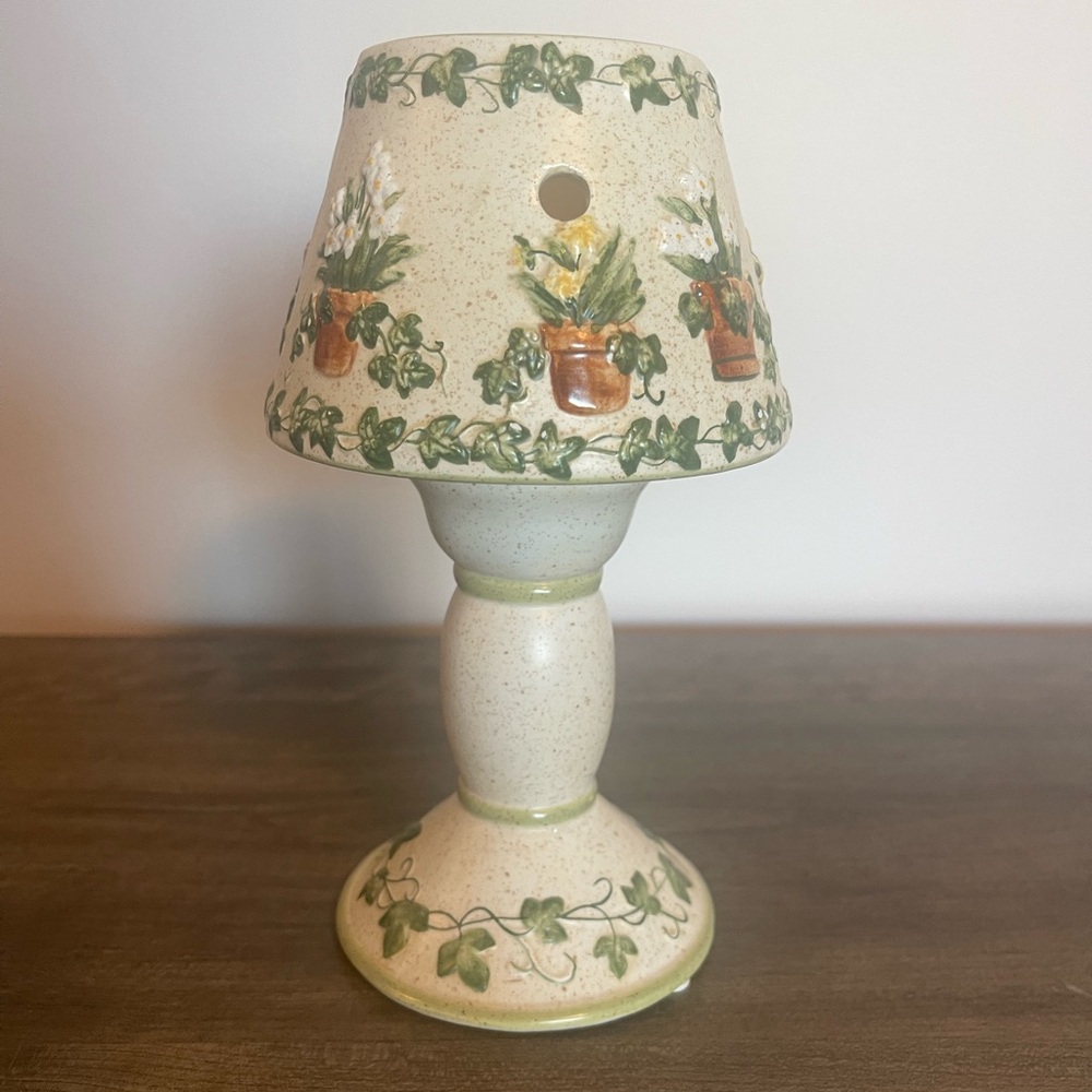 Yankee Tealight Candle Holder Pedestal Shade Potted Plants Ivy Country Garden